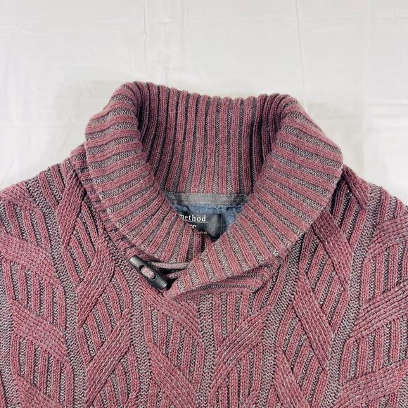 Method Men’s Shawl Collar Sweater L Burgundy Maroon - Picture 8 of 8